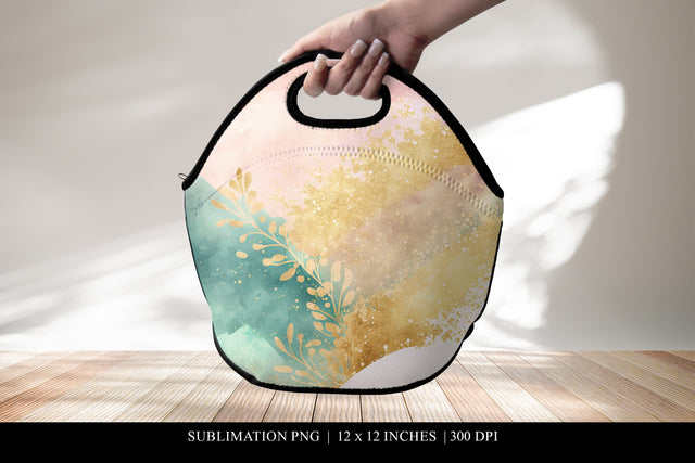 Abstract Watercolor Lunch Tote Bag Sublimation Design PNG Sublimation BijouBay 