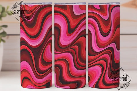 Abstract Wavy Red Pink 20oz Tumbler Wrap Sublimation sassyprint 