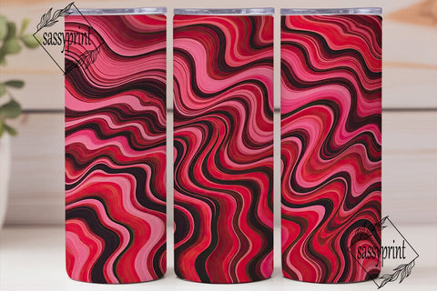 Abstract Wavy Red Pink 20oz Tumbler Wrap Sublimation sassyprint 