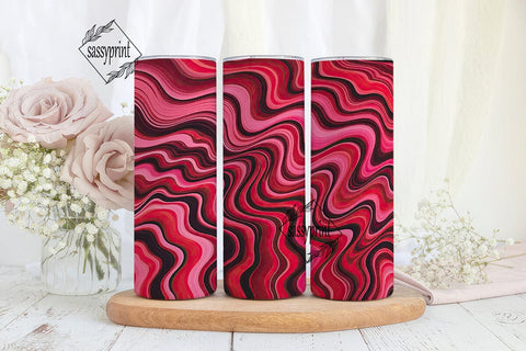 Abstract Wavy Red Pink 20oz Tumbler Wrap Sublimation sassyprint 