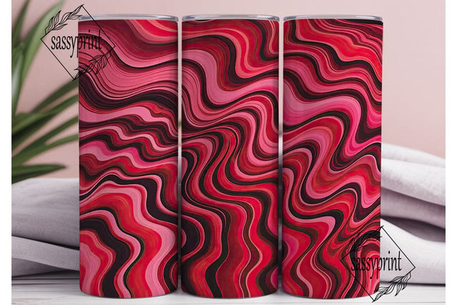 Abstract Wavy Red Pink 20oz Tumbler Wrap Sublimation sassyprint 