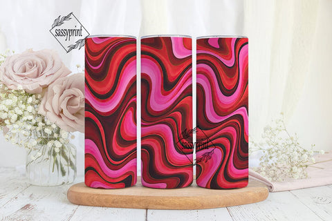 Abstract Wavy Red Pink 20oz Tumbler Wrap Sublimation sassyprint 