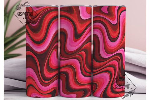 Abstract Wavy Red Pink 20oz Tumbler Wrap Sublimation sassyprint 