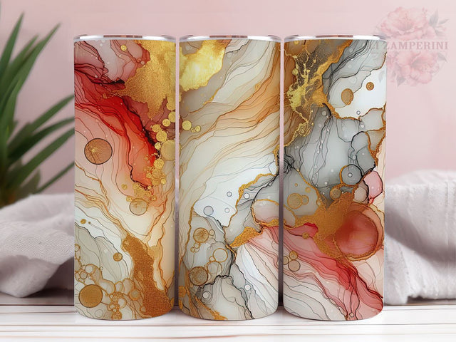 Abstract With Gold, Red And White Colors 20oz Tumbler Wrap PNG, Straight & Tapered Tumbler Wrap, Abstract Paint Tumbler Png, Instant Digital Download Sublimation Li Zamperini 