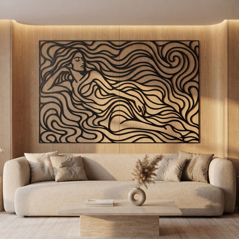 Abstract Woman Flowing Hair Laser SVG | Art Nouveau Lady DXF | Laser Cut File | CNC Plasma Cut Design | Metal Wall Art Design SVG HappyDesignStudio 