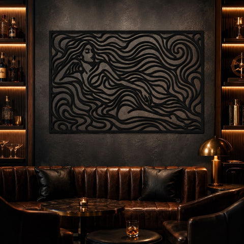 Abstract Woman Flowing Hair Laser SVG | Art Nouveau Lady DXF | Laser Cut File | CNC Plasma Cut Design | Metal Wall Art Design SVG HappyDesignStudio 