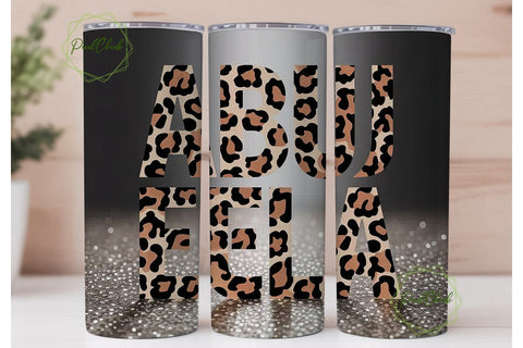 Abuela Leopard Glitter 20oz Tumbler Wrap Sublimation PixelChick 