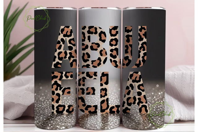 Abuela Leopard Glitter 20oz Tumbler Wrap Sublimation PixelChick 