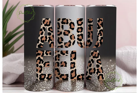 Abuela Leopard Glitter 20oz Tumbler Wrap Sublimation PixelChick 