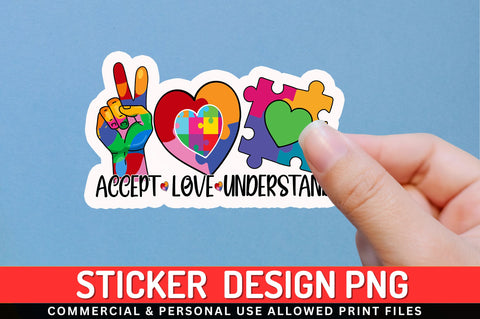 Accept love understand Sticker Design Sublimation Regulrcrative 