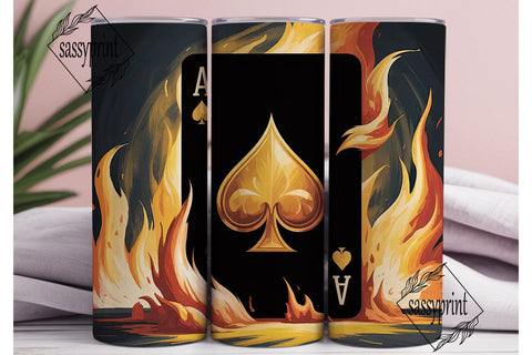 Ace of Spades in Flames 20oz Tumbler Sublimation sassyprint 
