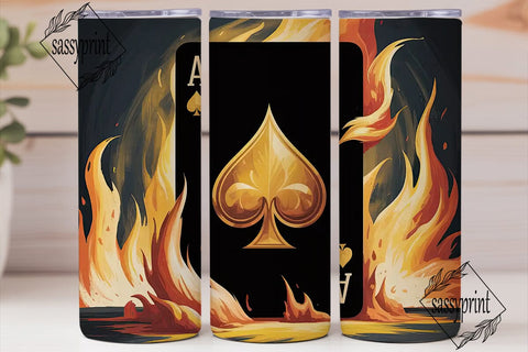 Ace of Spades in Flames 20oz Tumbler Sublimation sassyprint 