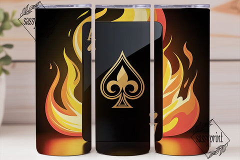 Ace of Spades in Flames 20oz Tumbler Sublimation sassyprint 