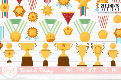 Achievement Bundle Medal And Trophy Winner Places SVG dapiyupi store 