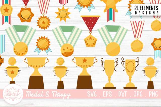 Achievement Bundle Medal And Trophy Winner Places SVG dapiyupi store 