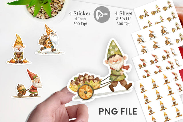 Acorn Gnome Delivery Sticker Sublimation artnoy 