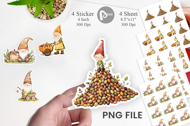 Acorn Gnome Delivery Sticker Sublimation artnoy 