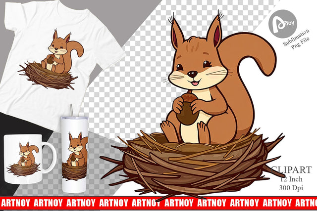 Acorn Squirrel Clipart Sublimation artnoy 