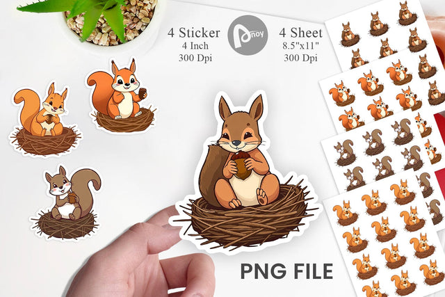 Acorn Squirrel Sticker Sublimation artnoy 