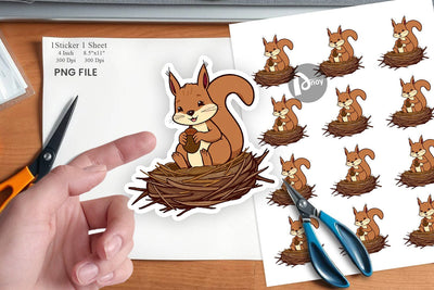 Acorn Squirrel Sticker Sublimation artnoy 