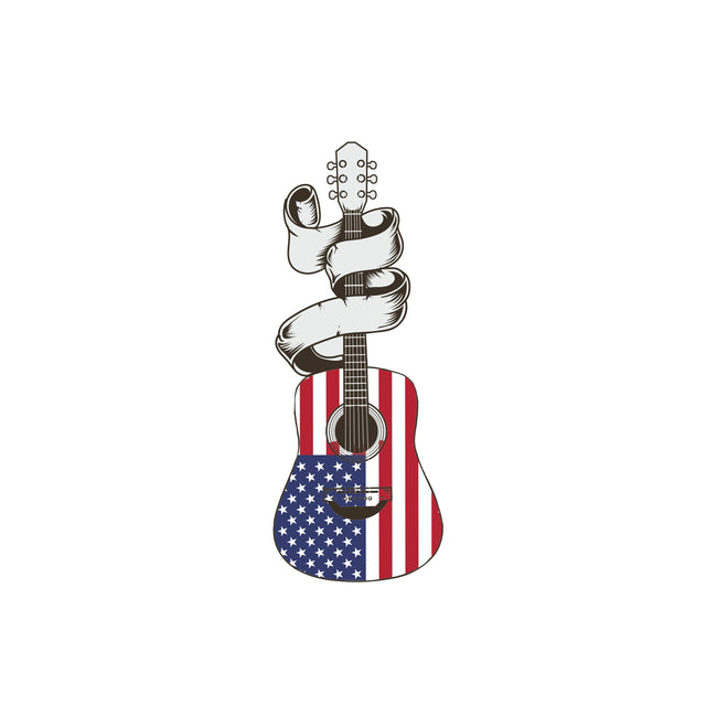 Acoustic Guitar Americana flag svg png jpg digital download svg in color SVG Whitetailcrafts 