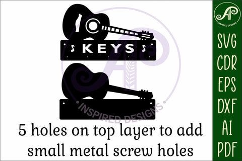Acoustic guitar Key holder designs for wood and metal SVG APInspireddesigns 