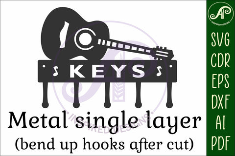 Acoustic guitar Key holder designs for wood and metal SVG APInspireddesigns 