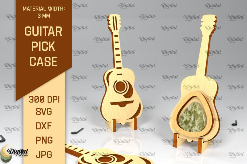 Acoustic Guitar Pick Holder Laser Cut. Guitar Pick Case SVG SVG Evgenyia Guschina 