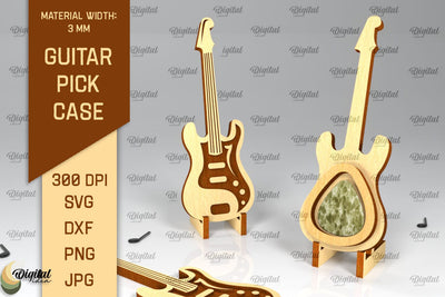 Acoustic Guitar Pick Holder Laser Cut. Guitar Pick Case SVG SVG Evgenyia Guschina 