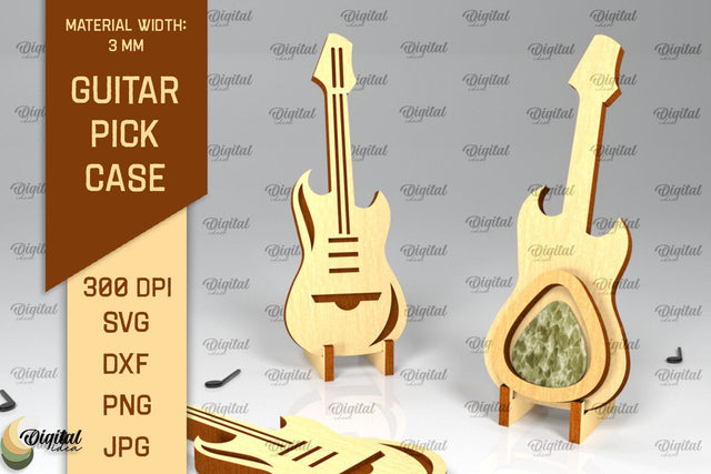 Acoustic Guitar Pick Holder Laser Cut. Guitar Pick Case SVG SVG Evgenyia Guschina 