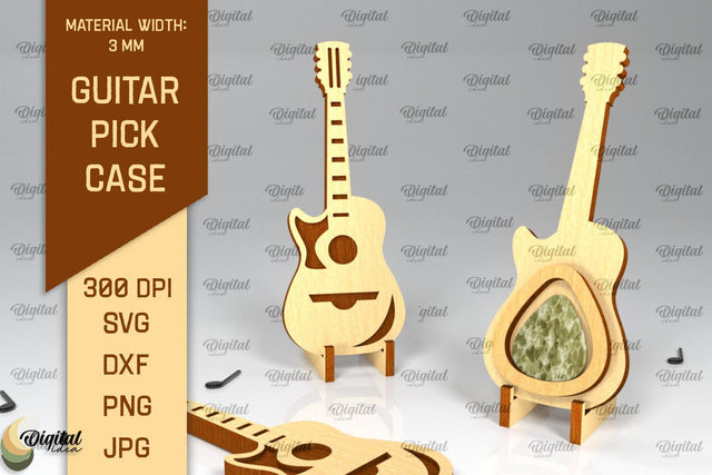 Acoustic Guitar Pick Holder Laser Cut. Guitar Pick Case SVG SVG Evgenyia Guschina 