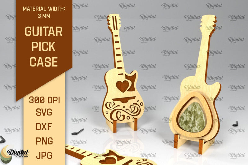 Acoustic Guitar Pick Holder Laser Cut. Guitar Pick Case SVG SVG Evgenyia Guschina 