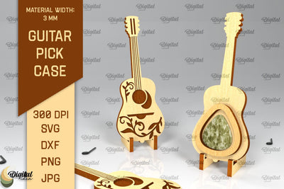 Acoustic Guitar Pick Holder Laser Cut. Guitar Pick Case SVG SVG Evgenyia Guschina 