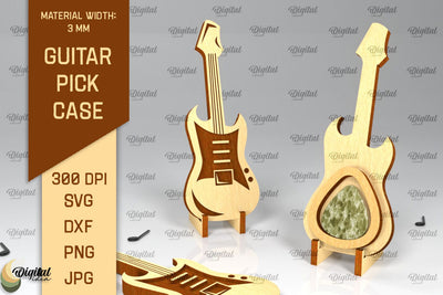 Acoustic Guitar Pick Holder Laser Cut. Guitar Pick Case SVG SVG Evgenyia Guschina 