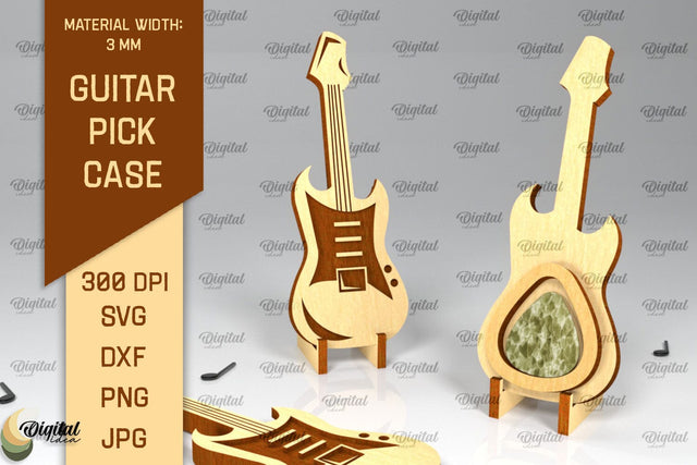Acoustic Guitar Pick Holder Laser Cut. Guitar Pick Case SVG SVG Evgenyia Guschina 