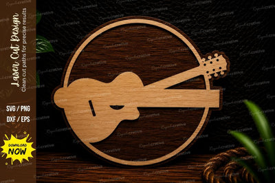 Acoustic Guitar Round Laser Cut SVG Design SVG Regulrcrative 