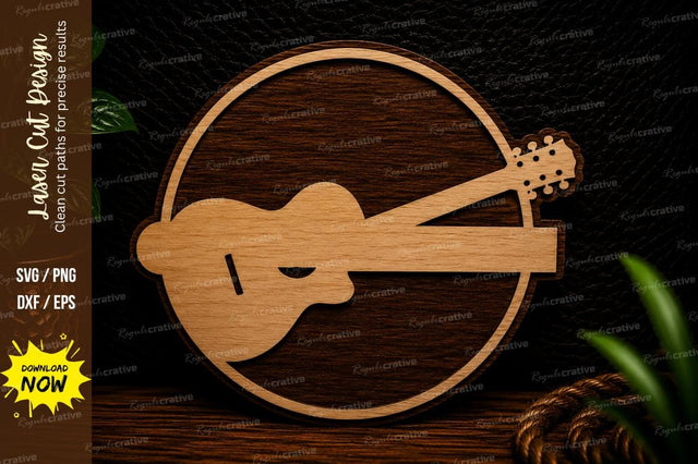 Acoustic Guitar Round Laser Cut SVG Design SVG Regulrcrative 
