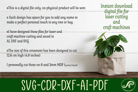 Acoustic guitar shape Christmas Ornament SVG laser cut SVG APInspireddesigns 