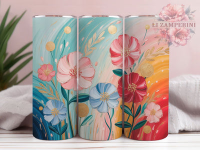 Acrylic Floral Art Tumbler, Floral Theme, Flower Artwork, Artistic Style, Colorful Design, 20Oz Tumbler, Sublimation Wrap Sublimation Li Zamperini 