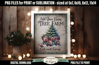 Add Your Name Tree Farm Sublimation Design Vintage Sign PNG Sublimation Ewe-N-Me Designs 