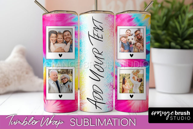 Add Your Photo Frame Tumbler Wrap - Tie Dye Tumbler PNG Sublimation OrangeBrushStudio 