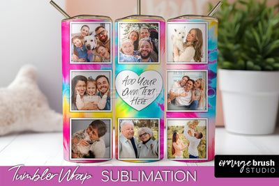 Add Your Photo Frame Tumbler Wrap - Tie Dye Tumbler PNG Sublimation OrangeBrushStudio 
