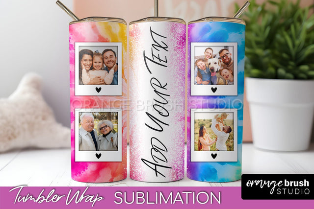 Add Your Photo Frame Tumbler Wrap - Tie Dye Tumbler PNG Sublimation OrangeBrushStudio 