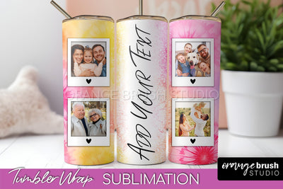 Add Your Photo Frame Tumbler Wrap - Tie Dye Tumbler PNG Sublimation OrangeBrushStudio 