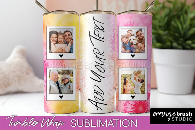 Add Your Photo Frame Tumbler Wrap - Tie Dye Tumbler PNG Sublimation OrangeBrushStudio 