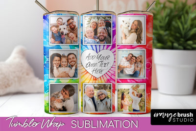 Add Your Photo Frame Tumbler Wrap - Tie Dye Tumbler PNG Sublimation OrangeBrushStudio 