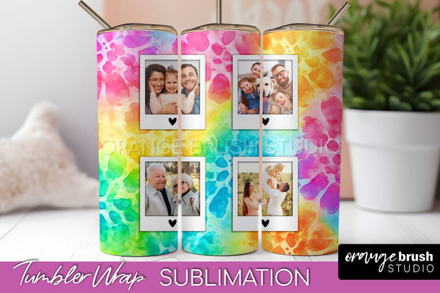Add Your Photo Frame Tumbler Wrap - Tie Dye Tumbler PNG Sublimation OrangeBrushStudio 
