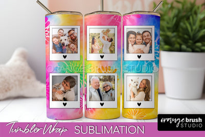 Add Your Photo Frame Tumbler Wrap - Tie Dye Tumbler PNG Sublimation OrangeBrushStudio 