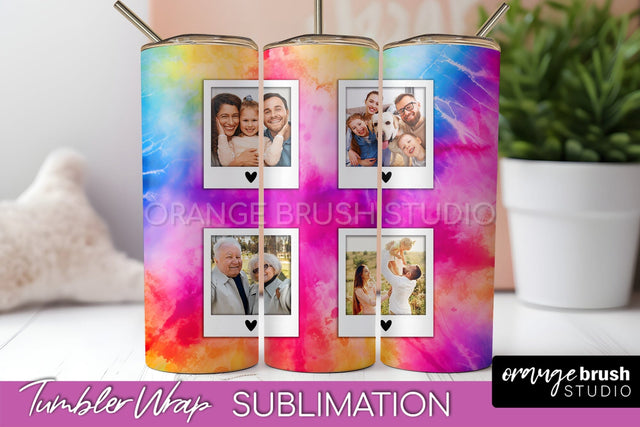 Add Your Photo Frame Tumbler Wrap - Tie Dye Tumbler PNG Sublimation OrangeBrushStudio 