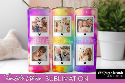 Add Your Photo Frame Tumbler Wrap - Tie Dye Tumbler PNG Sublimation OrangeBrushStudio 